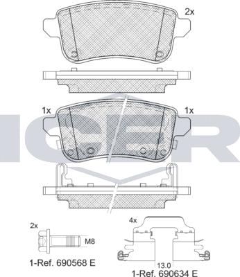 Icer 181904-208 - Kit pastiglie freno, Freno a disco autozon.pro