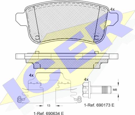 Icer 181904203 - Kit pastiglie freno, Freno a disco autozon.pro