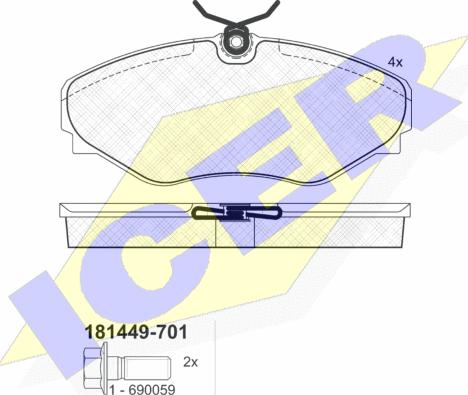 Icer 181449-701 - Kit pastiglie freno, Freno a disco autozon.pro