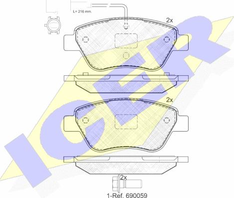 Icer 181444-203 - Kit pastiglie freno, Freno a disco autozon.pro