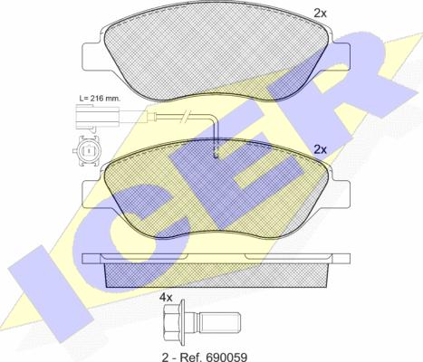 Icer 181445-203 - Kit pastiglie freno, Freno a disco autozon.pro