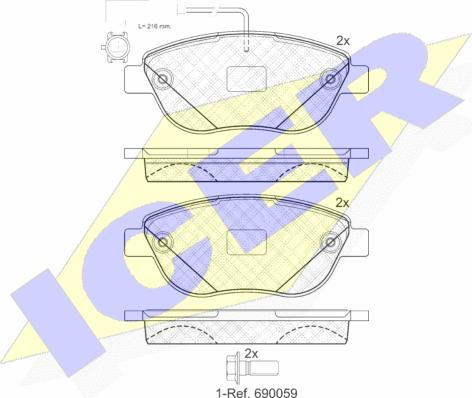 Icer 181440-203 - Kit pastiglie freno, Freno a disco autozon.pro