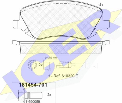 Icer 181454-701 - Kit pastiglie freno, Freno a disco autozon.pro