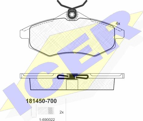 Icer 181450-700 - Kit pastiglie freno, Freno a disco autozon.pro