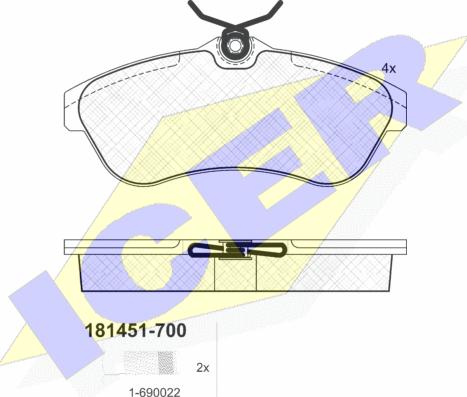 Icer 181451-700 - Kit pastiglie freno, Freno a disco autozon.pro