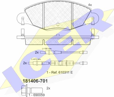 Icer 181406-701 - Kit pastiglie freno, Freno a disco autozon.pro