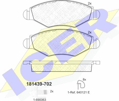 Icer 181439-702 - Kit pastiglie freno, Freno a disco autozon.pro