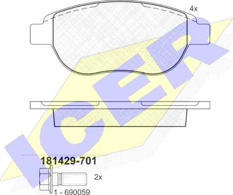 Icer 181429-701 - Kit pastiglie freno, Freno a disco autozon.pro