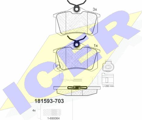 Icer 181593-703 - Kit pastiglie freno, Freno a disco autozon.pro