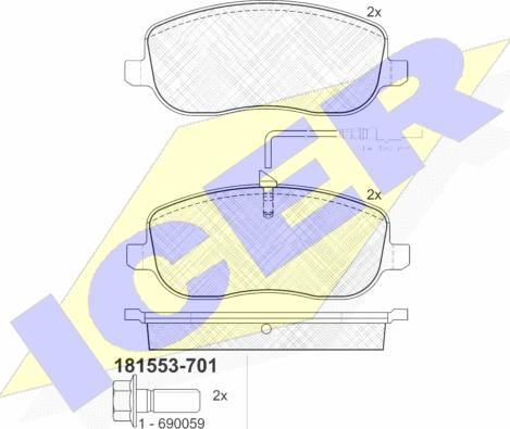 Icer 181553-701 - Kit pastiglie freno, Freno a disco autozon.pro