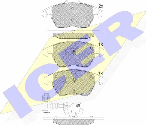 Icer 181567-208 - Kit pastiglie freno, Freno a disco autozon.pro