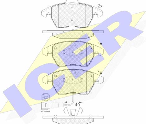 Icer 181567 - Kit pastiglie freno, Freno a disco autozon.pro