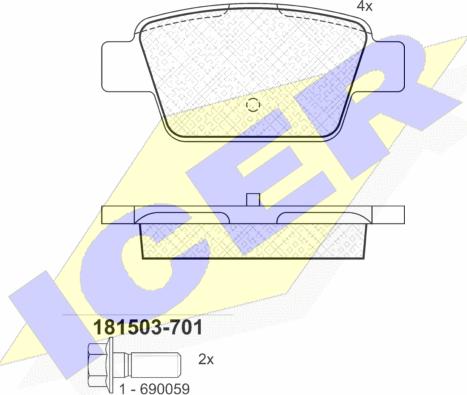 Icer 181503-701 - Kit pastiglie freno, Freno a disco autozon.pro