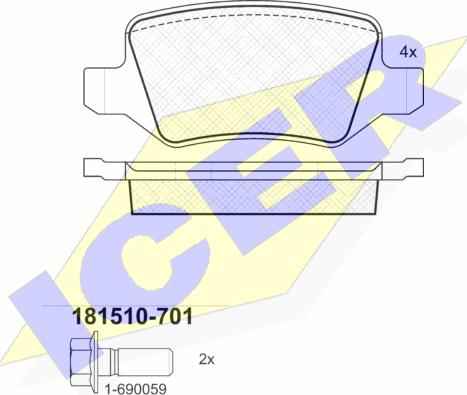 Icer 181510-701 - Kit pastiglie freno, Freno a disco autozon.pro