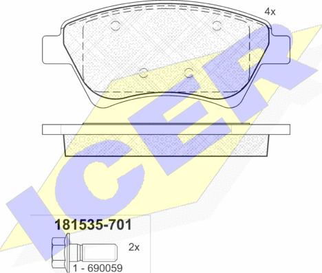 Icer 181535-701 - Kit pastiglie freno, Freno a disco autozon.pro