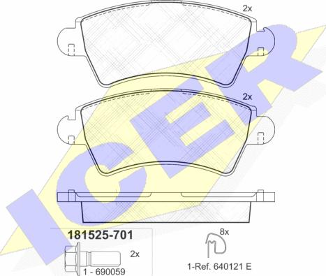 Icer 181525-701 - Kit pastiglie freno, Freno a disco autozon.pro