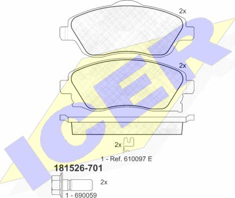 Icer 181526-701 - Kit pastiglie freno, Freno a disco autozon.pro