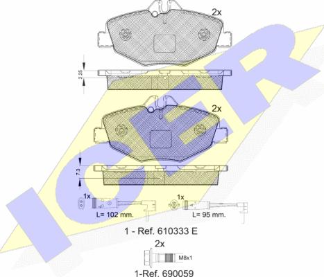 Icer 181527-701 - Kit pastiglie freno, Freno a disco autozon.pro