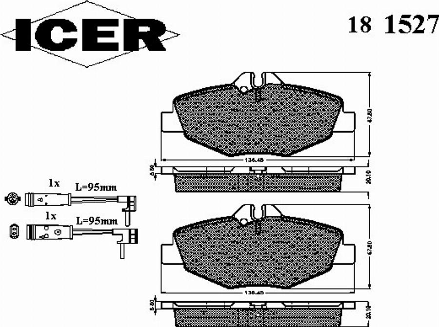 Icer 181527 - Kit pastiglie freno, Freno a disco autozon.pro