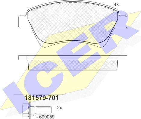 Icer 181579-701 - Kit pastiglie freno, Freno a disco autozon.pro