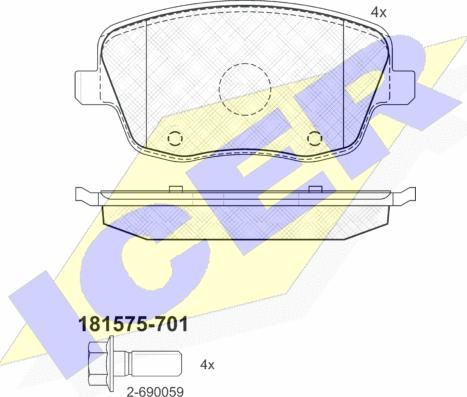 Icer 181575-701 - Kit pastiglie freno, Freno a disco autozon.pro