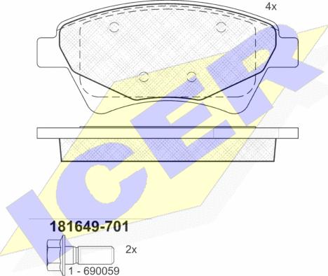 Icer 181649-701 - Kit pastiglie freno, Freno a disco autozon.pro