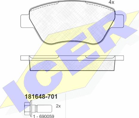 Icer 181648-701 - Kit pastiglie freno, Freno a disco autozon.pro