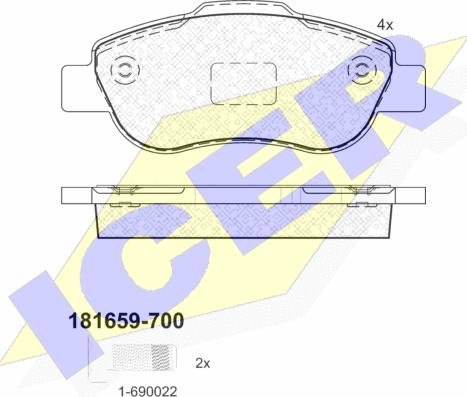 Icer 181659-700 - Kit pastiglie freno, Freno a disco autozon.pro