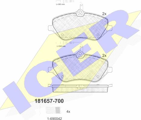 Icer 181657-700 - Kit pastiglie freno, Freno a disco autozon.pro