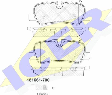 Icer 181661-700 - Kit pastiglie freno, Freno a disco autozon.pro