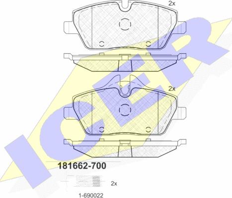 Icer 181662-700 - Kit pastiglie freno, Freno a disco autozon.pro