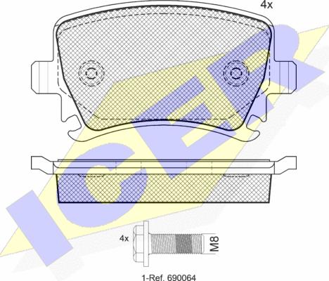 Icer 181600-703 - Kit pastiglie freno, Freno a disco autozon.pro