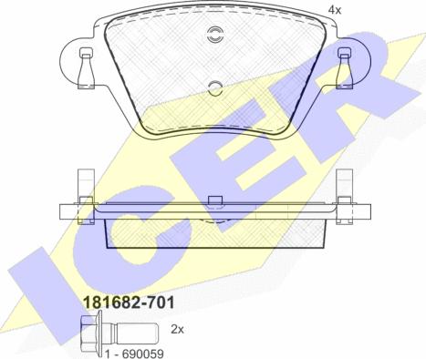 Icer 181682-701 - Kit pastiglie freno, Freno a disco autozon.pro