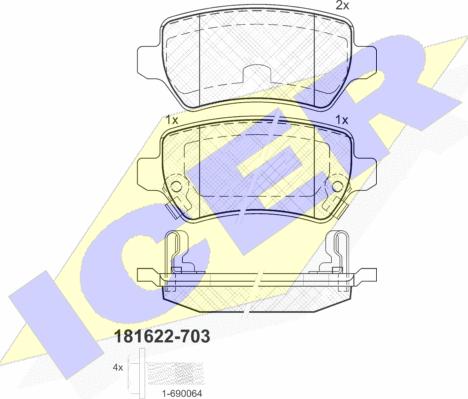 Icer 181622-703 - Kit pastiglie freno, Freno a disco autozon.pro