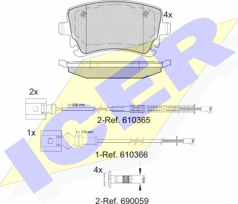 Icer 181674-208 - Kit pastiglie freno, Freno a disco autozon.pro