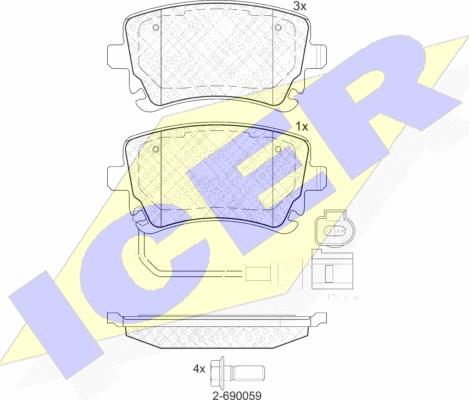 Icer 181674-203 - Kit pastiglie freno, Freno a disco autozon.pro