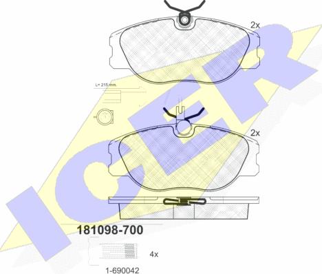 Icer 181098-700 - Kit pastiglie freno, Freno a disco autozon.pro