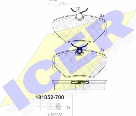 Icer 181052-700 - Kit pastiglie freno, Freno a disco autozon.pro