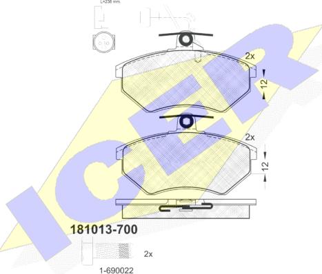 Icer 181013-700 - Kit pastiglie freno, Freno a disco autozon.pro