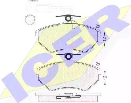 Icer 181013 - Kit pastiglie freno, Freno a disco autozon.pro