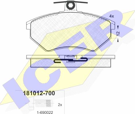 Icer 181012-700 - Kit pastiglie freno, Freno a disco autozon.pro