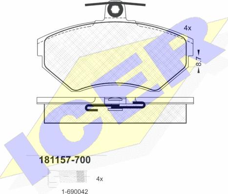 Icer 181157-700 - Kit pastiglie freno, Freno a disco autozon.pro