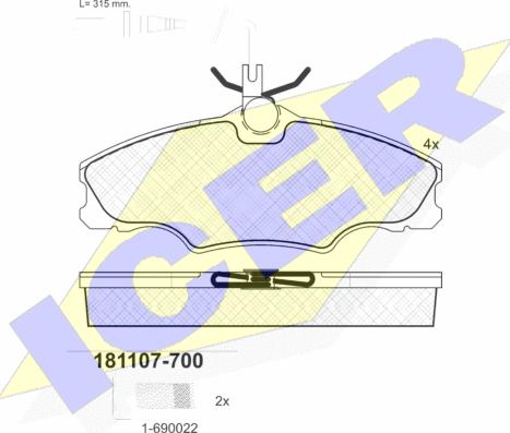 Icer 181107-700 - Kit pastiglie freno, Freno a disco autozon.pro