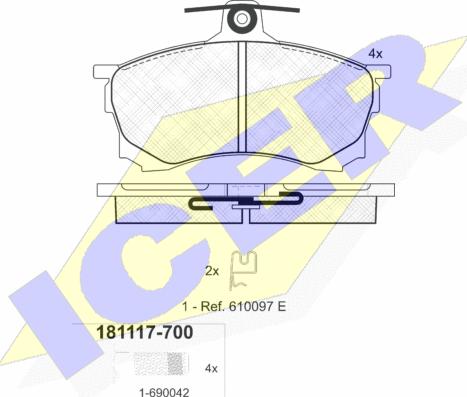 Icer 181117-700 - Kit pastiglie freno, Freno a disco autozon.pro