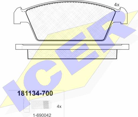 Icer 181134-700 - Kit pastiglie freno, Freno a disco autozon.pro