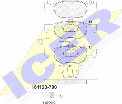 Icer 181123-700 - Kit pastiglie freno, Freno a disco autozon.pro