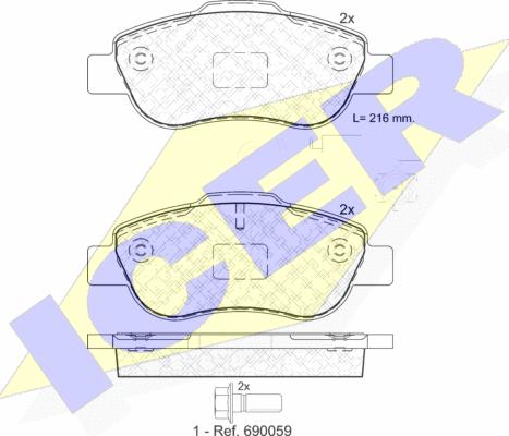 Icer 181843-203 - Kit pastiglie freno, Freno a disco autozon.pro