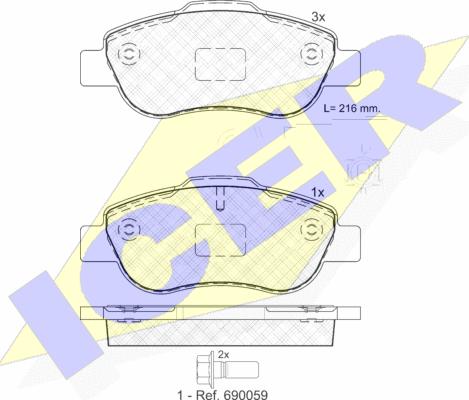 Icer 181843 - Kit pastiglie freno, Freno a disco autozon.pro