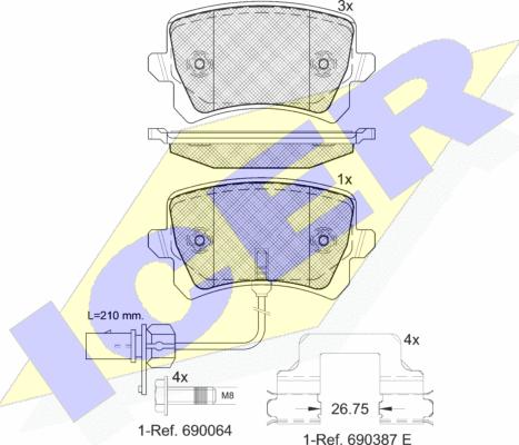 Icer 181857-203 - Kit pastiglie freno, Freno a disco autozon.pro