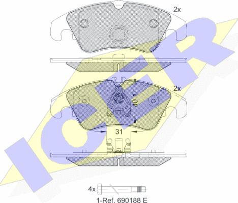 Icer 181862-203 - Kit pastiglie freno, Freno a disco autozon.pro